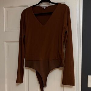 NEVER WORN White Burch Brown Long Sleeve Bodysuit